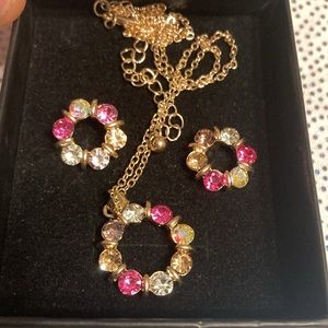 3pcs/set Glamorous Zinc Alloy Rhinestone Flower Decor Jewelry Set For Women